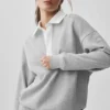Jerséu Henley de manga larga Take It Easy - Gris jaspeado deportivo/Blanco