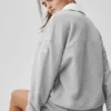 Jerséu Henley de manga larga Take It Easy - Gris jaspeado deportivo/Blanco