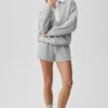 Jerséu Henley de manga larga Take It Easy - Gris jaspeado deportivo/Blanco