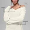 Jerséu oversize de cuello en V de lana y cachemira New Class - Marfil
