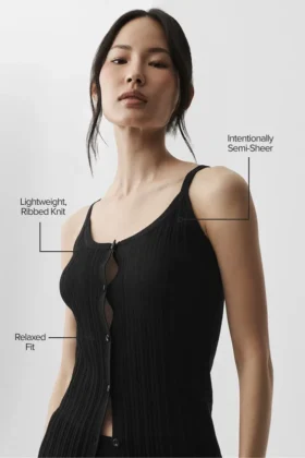 Jerséu sin tirantes Sunlit con botones – Negro