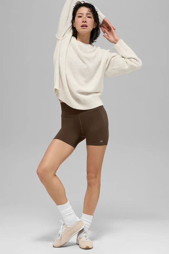 Jerséu unisex de lana y cachemira «New Class» con cuello redondo - Beige jaspeado