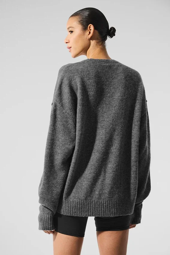 Jerséu unisex de lana y cachemira «New Class» con cuello redondo - Gris platino