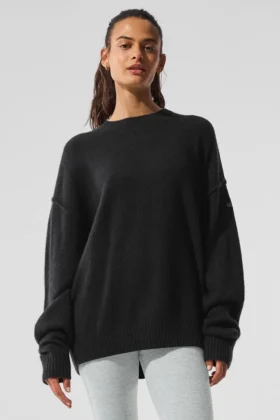 Jerséu unisex de lana y cachemira New Class con cuello redondo - Negro