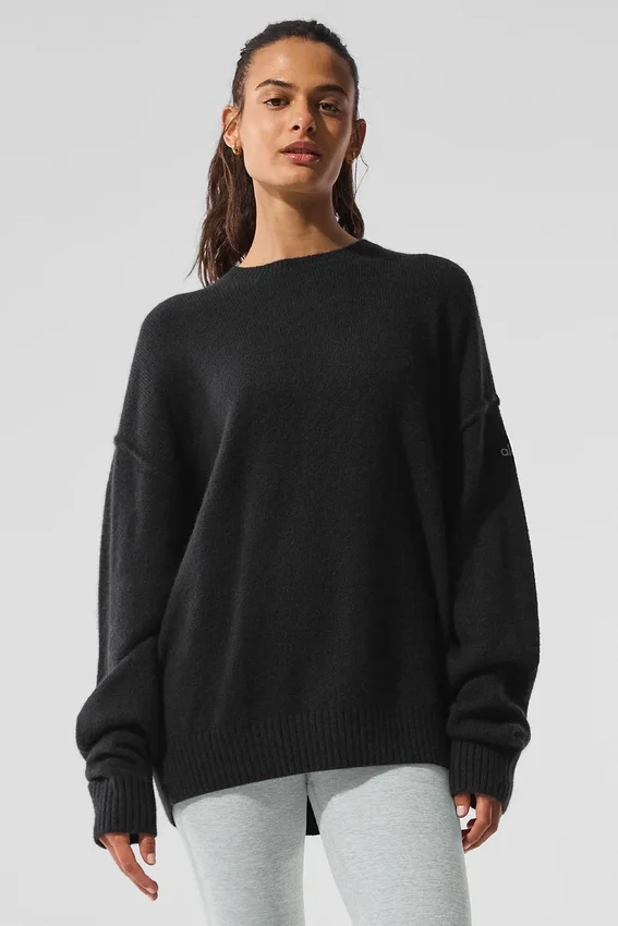 Jerséu unisex de lana y cachemira New Class con cuello redondo - Negro