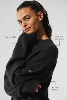 Jerséu unisex de lana y cachemira New Class con cuello redondo – Negro