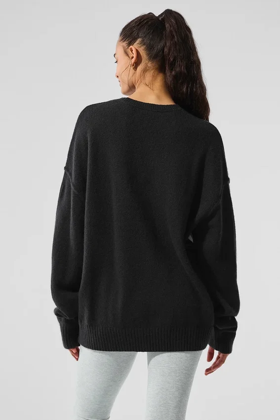 Jerséu unisex de lana y cachemira New Class con cuello redondo - Negro