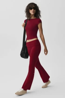 Leggings acampanados con doble vuelta Alo Softsculpt - Rojo Summer Romance