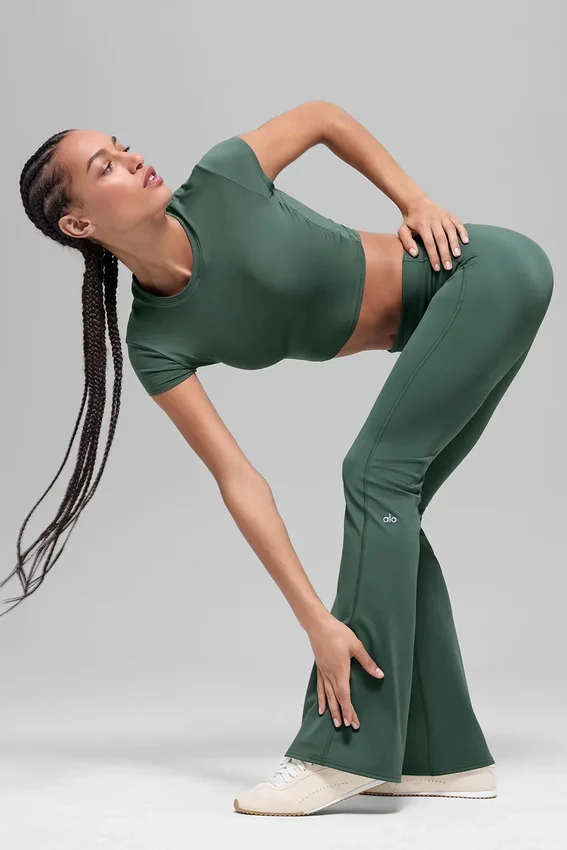 Leggings acampanados con doble vuelta de 7/8 Alo Softsculpt - Verde trébol