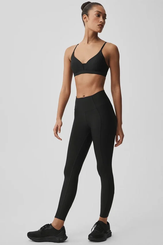 Leggings Airlift de cintura High-Waist y largo 7/8 con línea fina - Negro