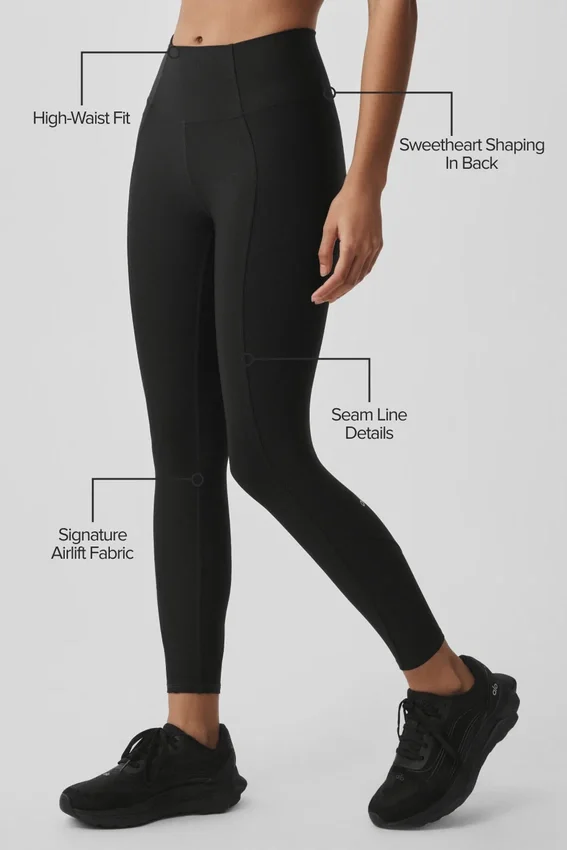 Leggings Airlift de cintura High-Waist y largo 7/8 con línea fina - Negro