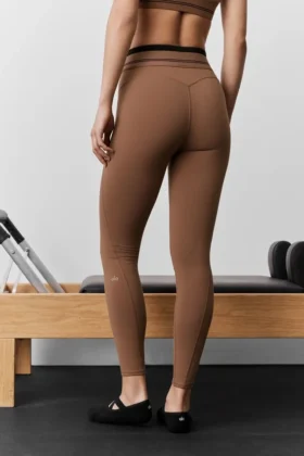 Leggings «Better Together» de cintura alta y largo 7/8 con efecto Airbrush – Marrón «Sun Kissed»/Negro