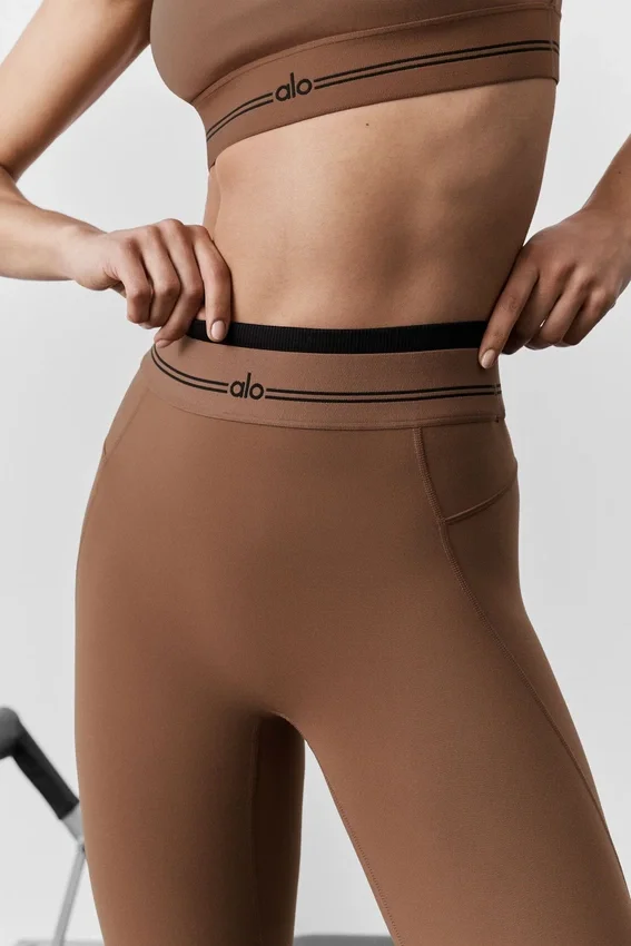 Leggings «Better Together» de cintura alta y largo 7/8 con efecto Airbrush - Marrón «Sun Kissed»/Negro