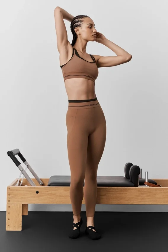 Leggings «Better Together» de cintura alta y largo 7/8 con efecto Airbrush - Marrón «Sun Kissed»/Negro