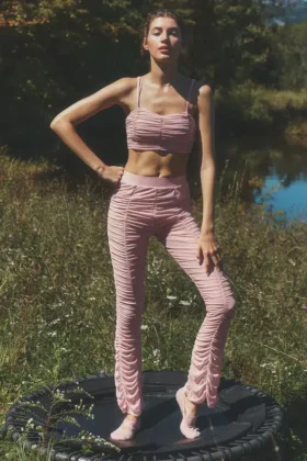 Leggings Cherish High-Waist Airlift con malla - Rosa vintage