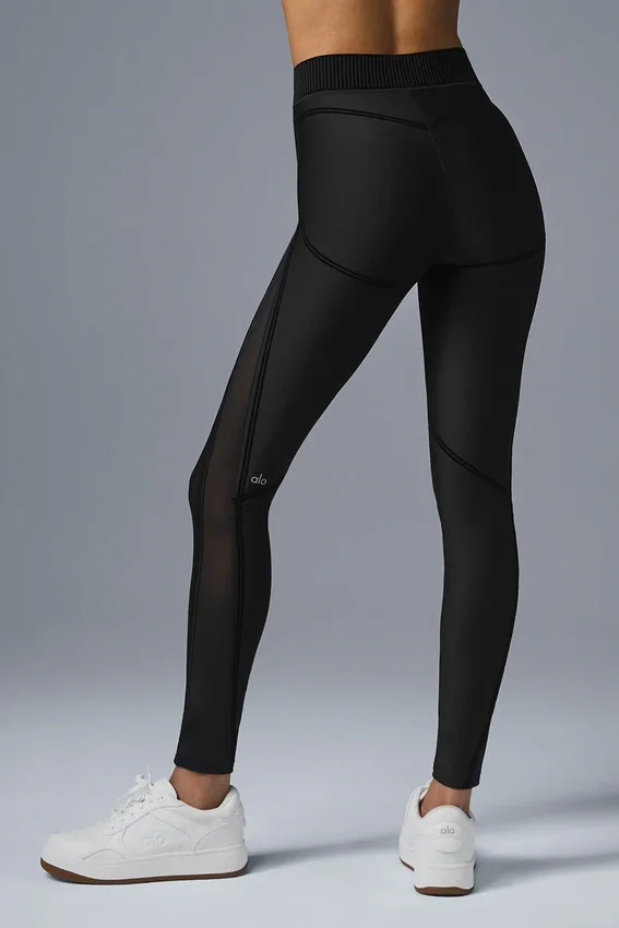 Leggings de cintura alta de la línea Airlift Mesh - Negro