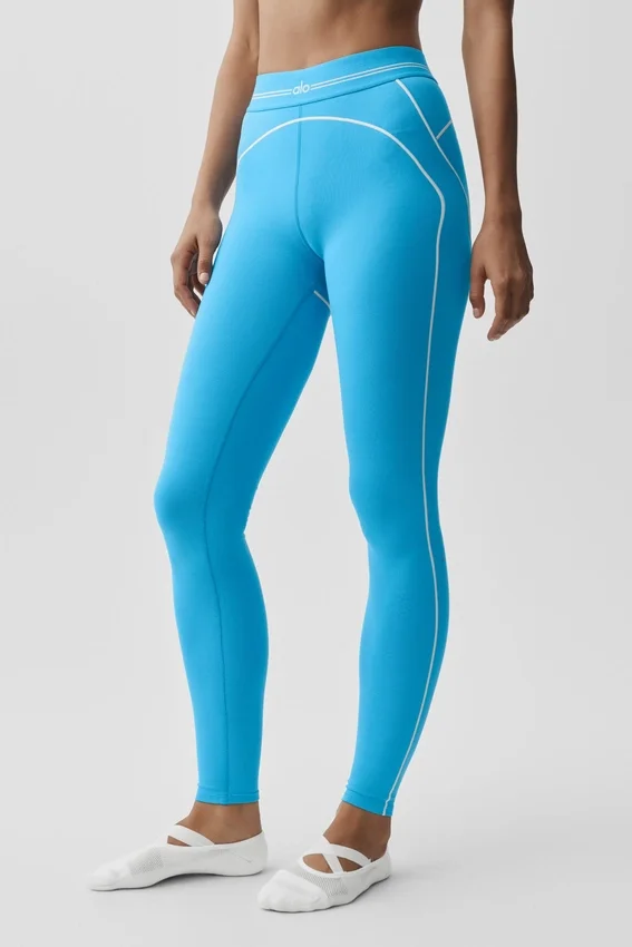 Leggings de cintura alta «Heart Throb» con efecto Airbrush — Azul celeste/Blanco