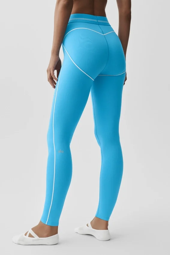 Leggings de cintura alta «Heart Throb» con efecto Airbrush — Azul celeste/Blanco