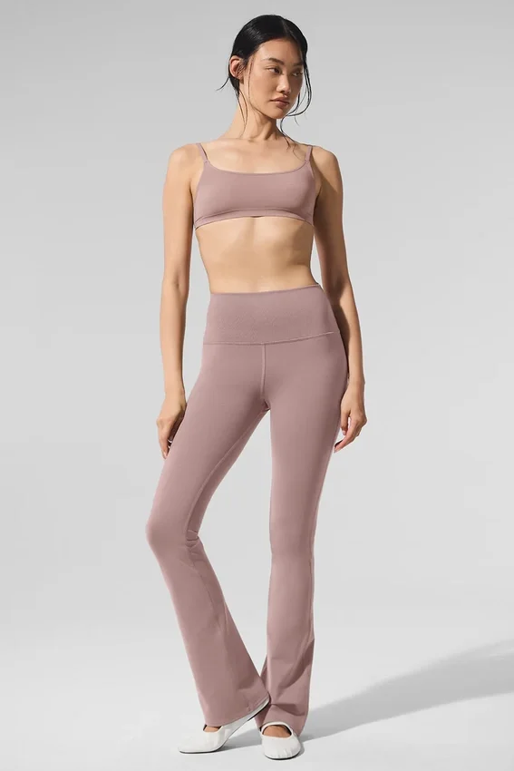 Leggings de talle alto y corte acampanado Airbrush - Taupe