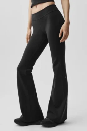 Leggings de talle bajo y corte acampanado Airbrush - Negro