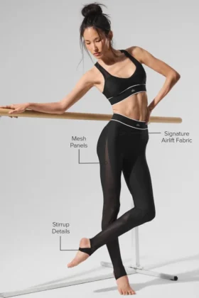 Leggings de talonera «Darling» de malla «High-Waist Airlift» — Negro