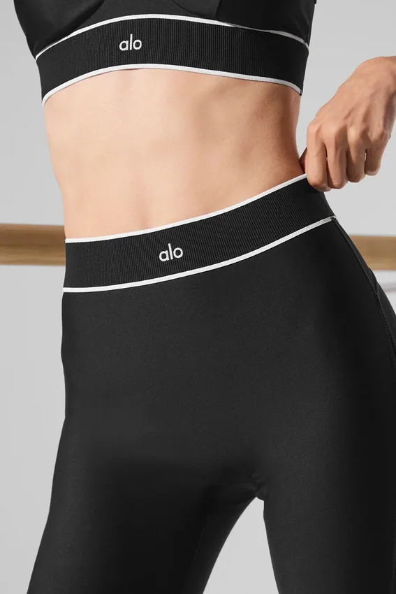 Leggings de talonera «Darling» de malla «High-Waist Airlift» — Negro
