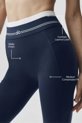 Leggings High-Waist Airbrush 7/8 «Better Together» – Azul marino/Blanco