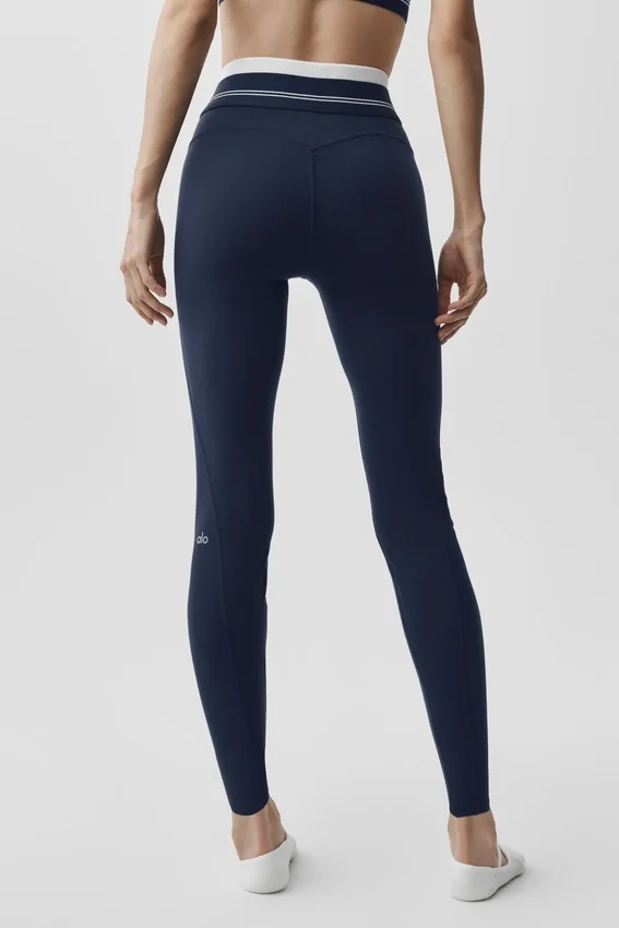 Leggings High-Waist Airbrush 7/8 «Better Together» - Azul marino/Blanco