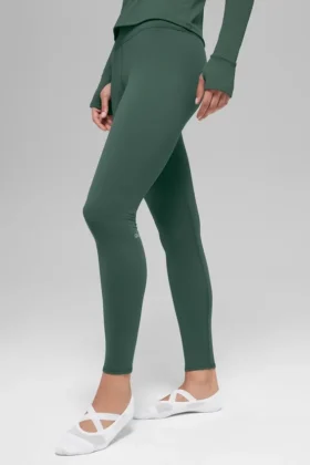 Leggings High-Waist Airbrush Winter Warm modelo Nocturne - Verde trébol
