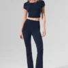 Leggings High-Waist Airbrush y corte acampanado 7/8 - Azul marino