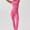 Camiseta de manga corta Alo Softsculpt Precision - Rosa Paraíso
