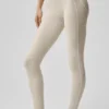 Leggings High-Waist Alosoft Heart Throb 7/8 - Gris avena jaspeado/Blanco