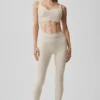 Leggings High-Waist Alosoft Heart Throb 7/8 - Gris avena jaspeado/Blanco