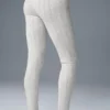Leggings High-Waist «Be Mine» con diseño de punto calado — Gris claro jaspeado