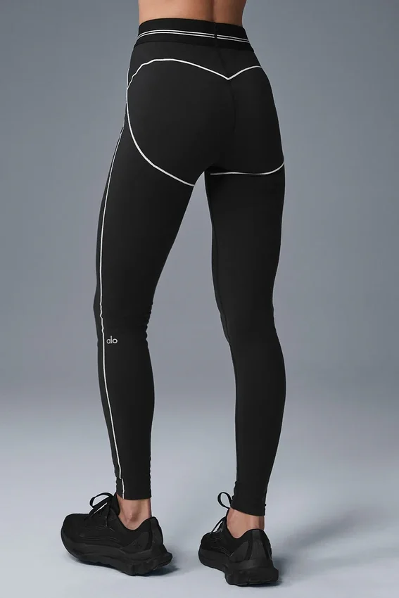 Leggings High-Waist «Heart Throb» con efecto Airbrush - Negro/Blanco