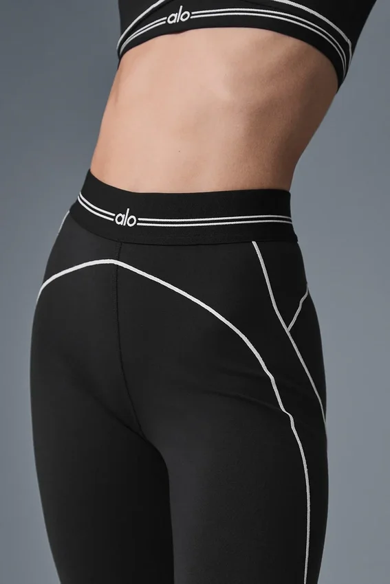 Leggings High-Waist «Heart Throb» con efecto Airbrush - Negro/Blanco