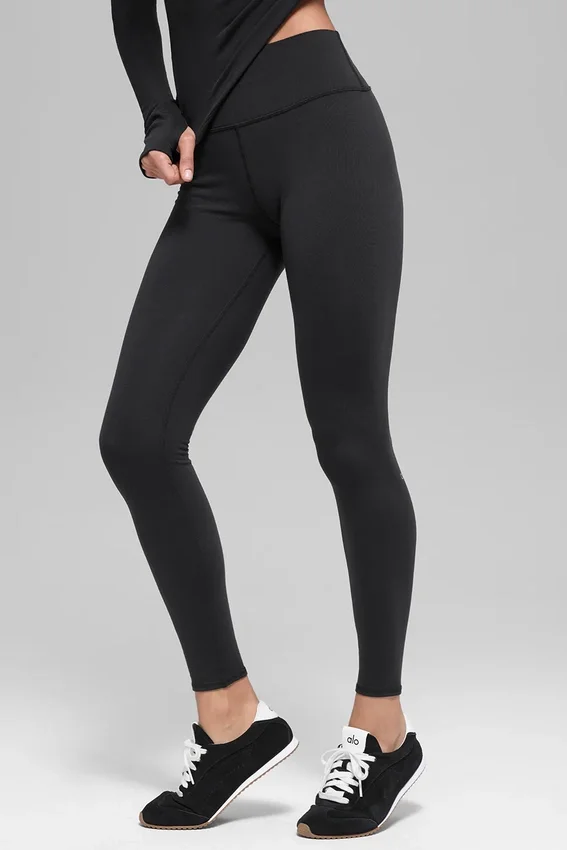 Leggings «Nocturne» de cintura alta y abrigo invernal de Airbrush - Negro