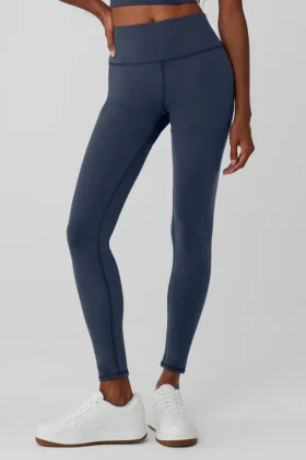 Leggings «Nocturne» High-Waist Airbrush, cálidos para invierno, con diseño Airbrush — Azul marino