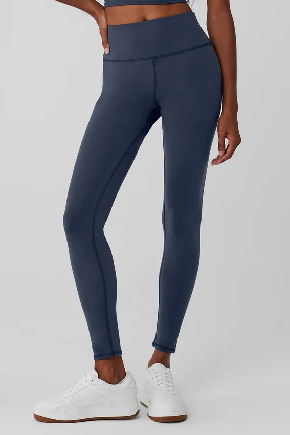 Leggings «Nocturne» High-Waist Airbrush, cálidos para invierno, con diseño Airbrush — Azul marino