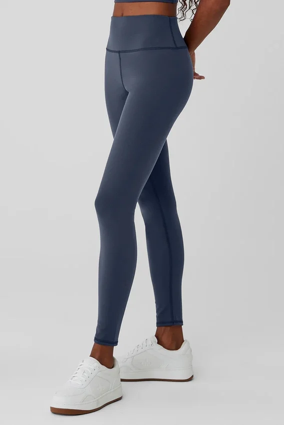 Leggings «Nocturne» High-Waist Airbrush, cálidos para invierno, con diseño Airbrush — Azul marino