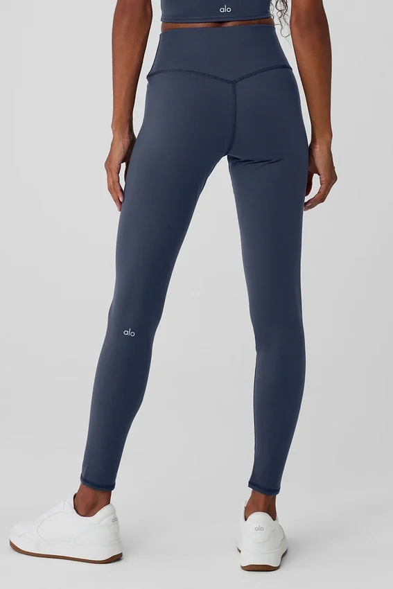 Leggings «Nocturne» High-Waist Airbrush, cálidos para invierno, con diseño Airbrush — Azul marino