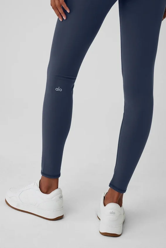 Leggings «Nocturne» High-Waist Airbrush, cálidos para invierno, con diseño Airbrush — Azul marino