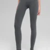 Leggings sin costuras de cintura High-Waist con acanalado bicolor - Gris neblina oscuro jaspeado