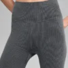 Leggings sin costuras de cintura High-Waist con acanalado bicolor - Gris neblina oscuro jaspeado