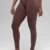 Leggings sin costuras de cintura High-Waist y dos tonos con diseño acanalado - Brownstone Heather