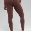 Leggings sin costuras de cintura High-Waist y dos tonos con diseño acanalado - Brownstone Heather