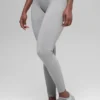 Leggings sin costuras High-Waist con diseño acanalado en dos tonos - Light Misty Grey Heather