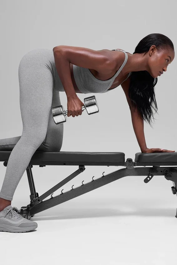 Leggings sin costuras High-Waist con diseño acanalado en dos tonos - Light Misty Grey Heather