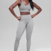 Leggings sin costuras High-Waist con diseño acanalado en dos tonos - Light Misty Grey Heather