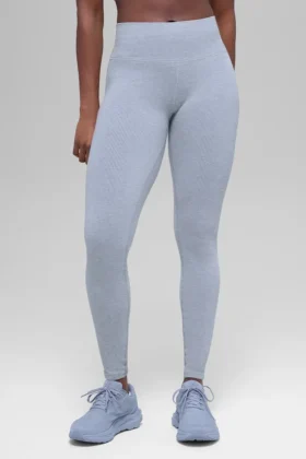 Leggings sin costuras High-Waist con diseño acanalado en dos tonos - Winter Frost Heather